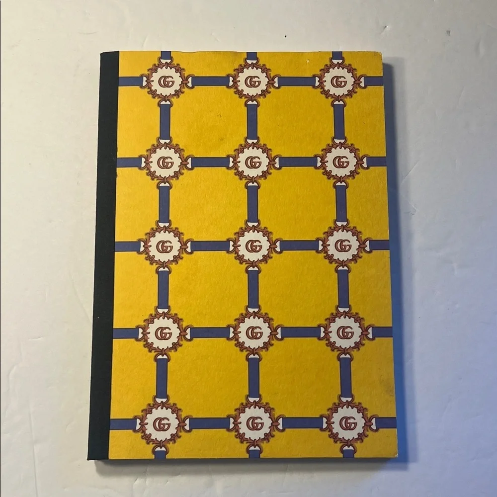 GUCCI GG Yellow and Blue Patterned Notebook RARE Find! LIMITED EDITION